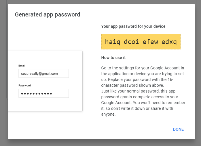 Using App Passwords for authenticating to Gmail via SMTP, IMAP or POP3